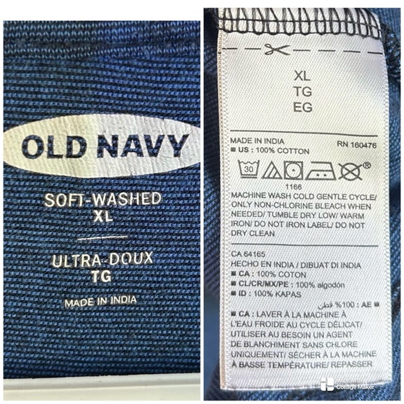 Bundle of 2 Old Navy Blue and Black Short Sleeve Relaxed Fit Tees Mens Size XL - Picture 11 of 11